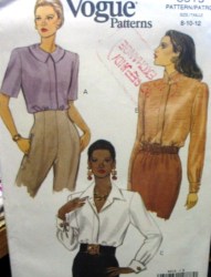 8515 VOGUE EZ COLLAR BLOUSE PATTERN 8-12, 14-16
